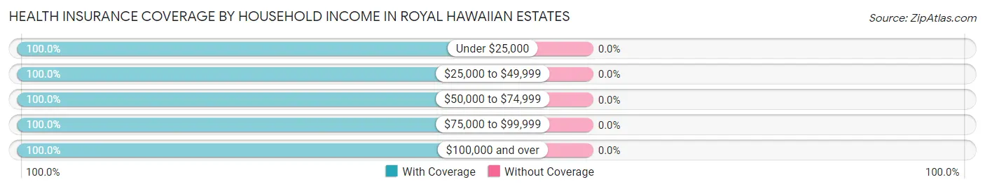Health Insurance Coverage by Household Income in Royal Hawaiian Estates