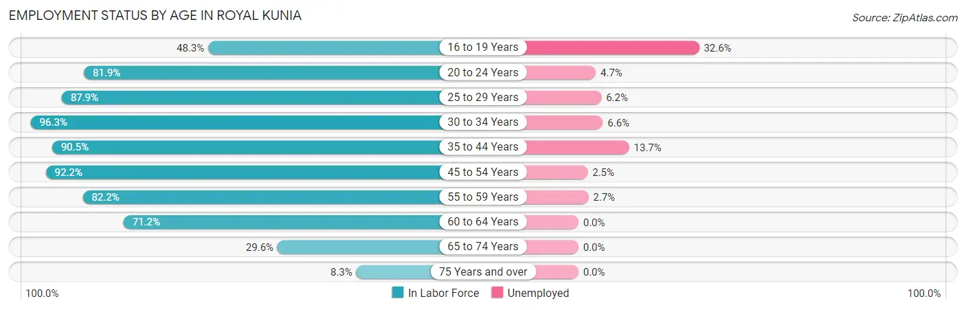 Employment Status by Age in Royal Kunia