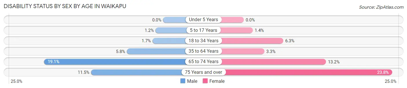 Disability Status by Sex by Age in Waikapu