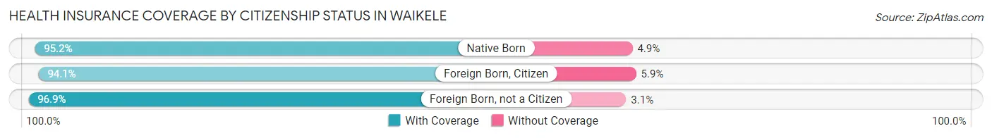 Health Insurance Coverage by Citizenship Status in Waikele