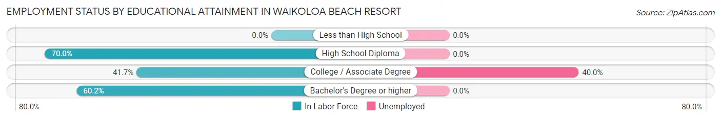 Employment Status by Educational Attainment in Waikoloa Beach Resort