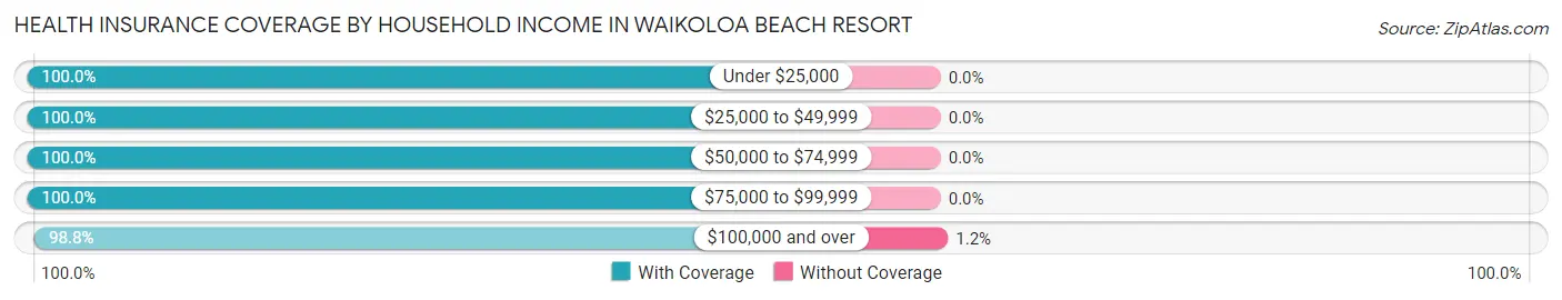 Health Insurance Coverage by Household Income in Waikoloa Beach Resort
