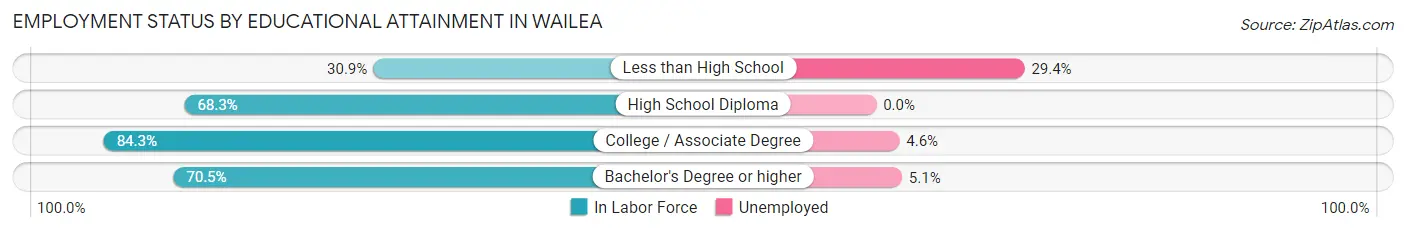 Employment Status by Educational Attainment in Wailea