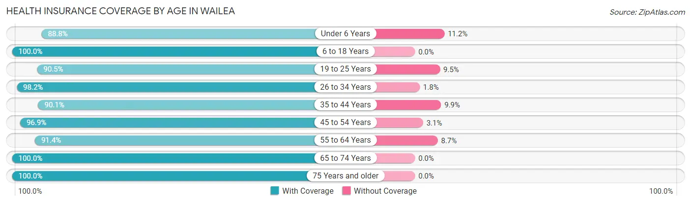 Health Insurance Coverage by Age in Wailea