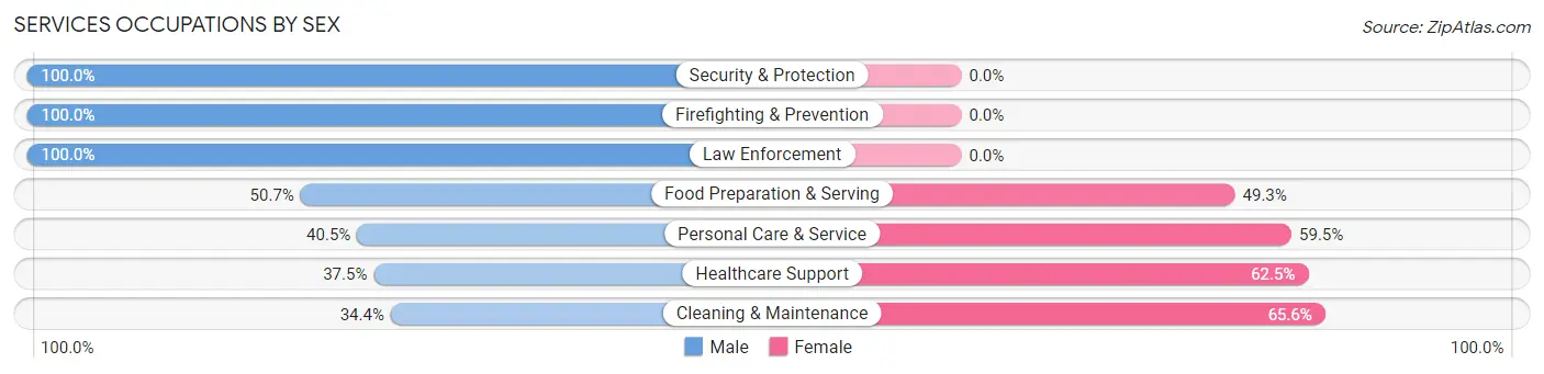 Services Occupations by Sex in Wailea