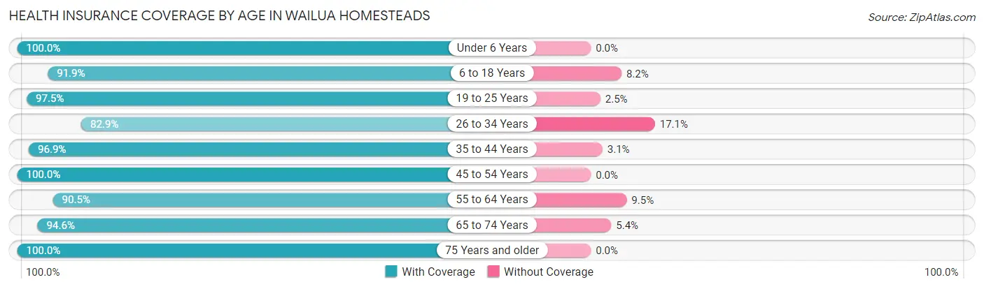 Health Insurance Coverage by Age in Wailua Homesteads