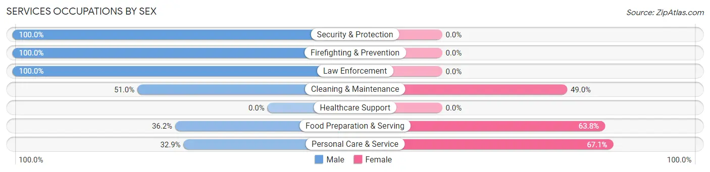 Services Occupations by Sex in Wailua Homesteads
