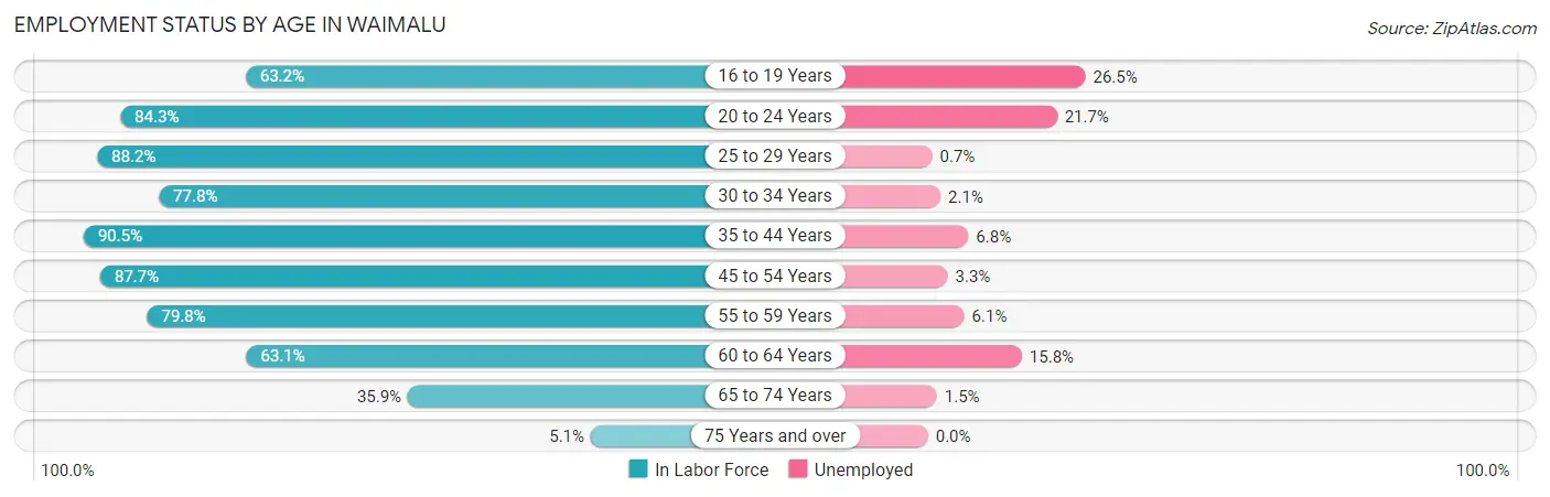 Employment Status by Age in Waimalu