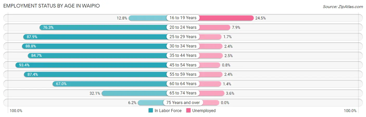 Employment Status by Age in Waipio