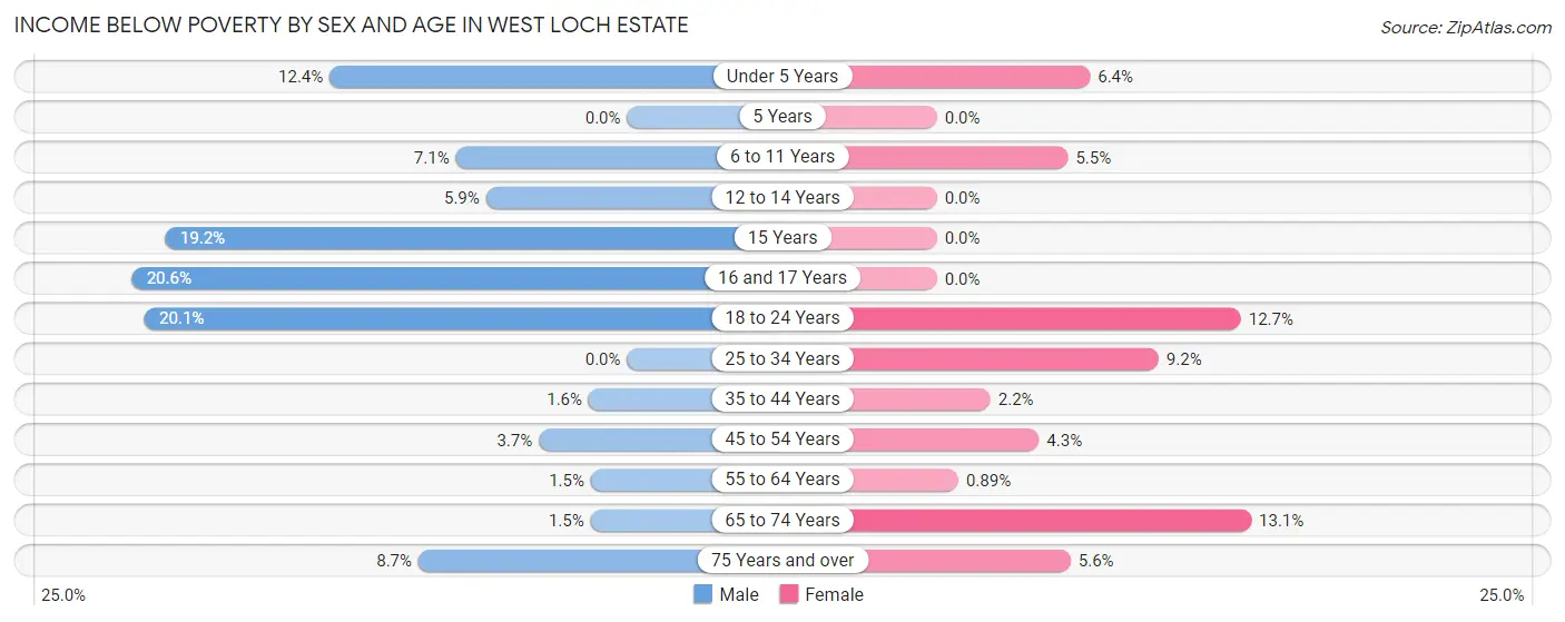 Income Below Poverty by Sex and Age in West Loch Estate