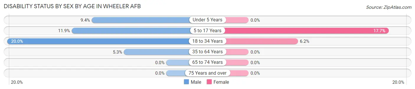 Disability Status by Sex by Age in Wheeler AFB