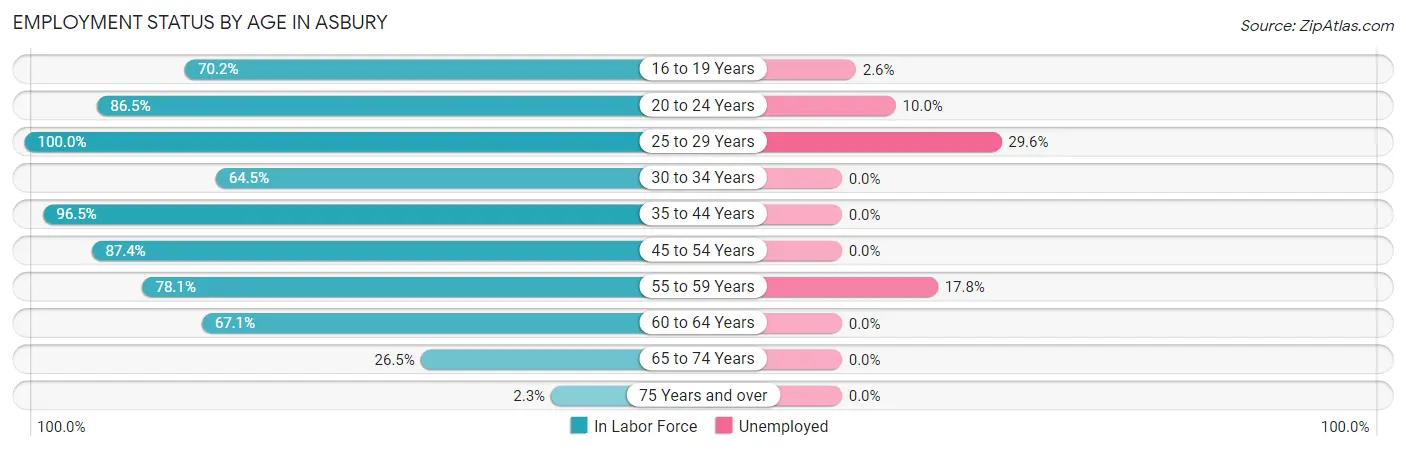 Employment Status by Age in Asbury