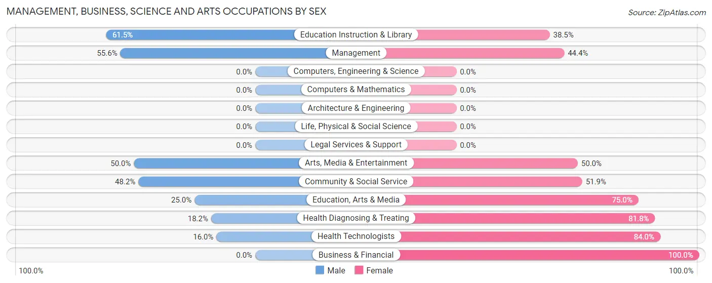 Management, Business, Science and Arts Occupations by Sex in Badger