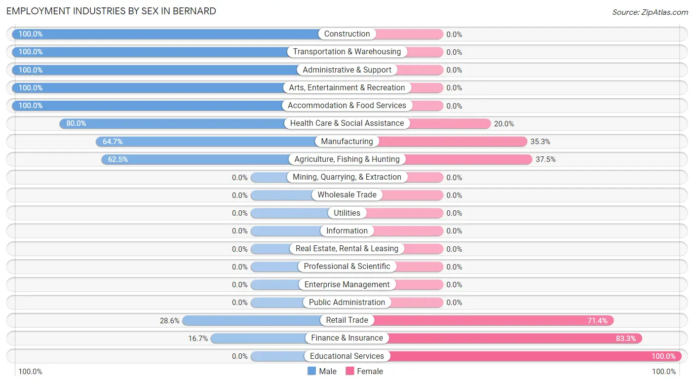 Employment Industries by Sex in Bernard