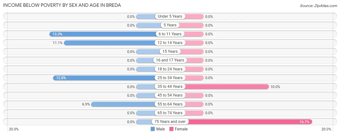 Income Below Poverty by Sex and Age in Breda