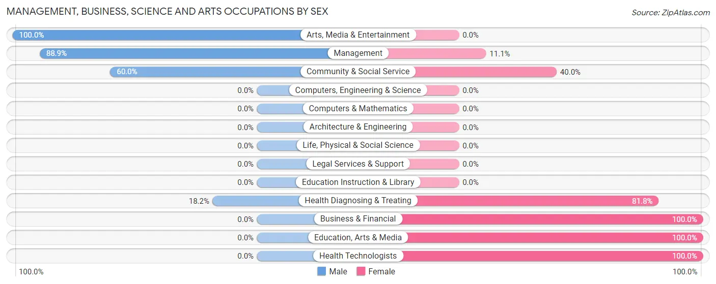 Management, Business, Science and Arts Occupations by Sex in Breda