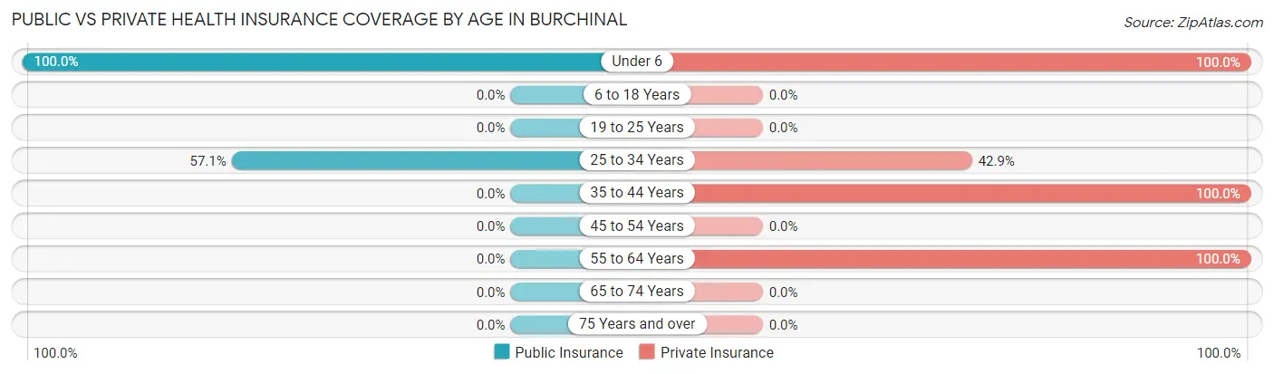 Public vs Private Health Insurance Coverage by Age in Burchinal