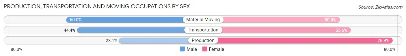 Production, Transportation and Moving Occupations by Sex in Casey