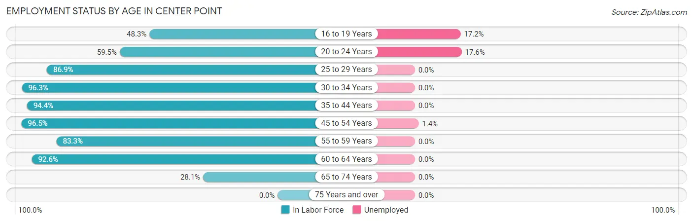 Employment Status by Age in Center Point