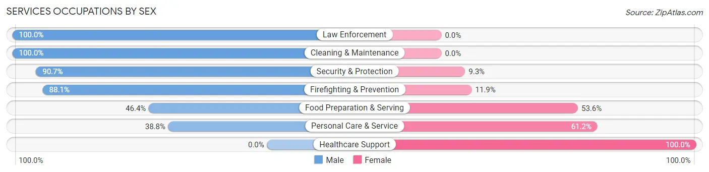 Services Occupations by Sex in Center Point