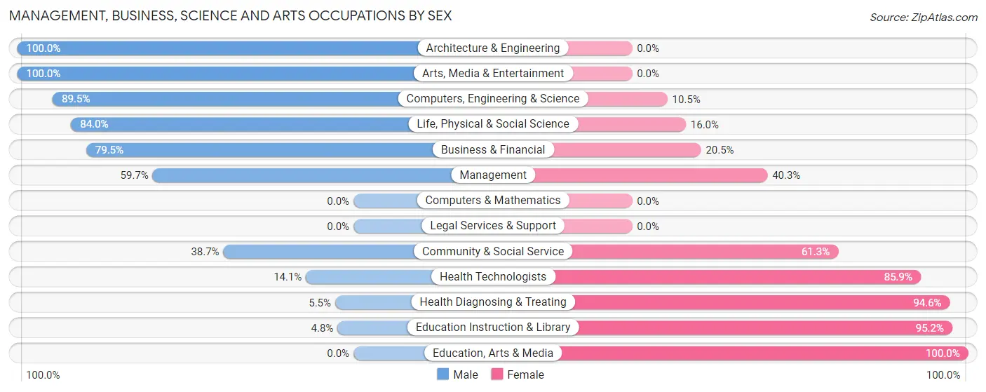 Management, Business, Science and Arts Occupations by Sex in Charles City