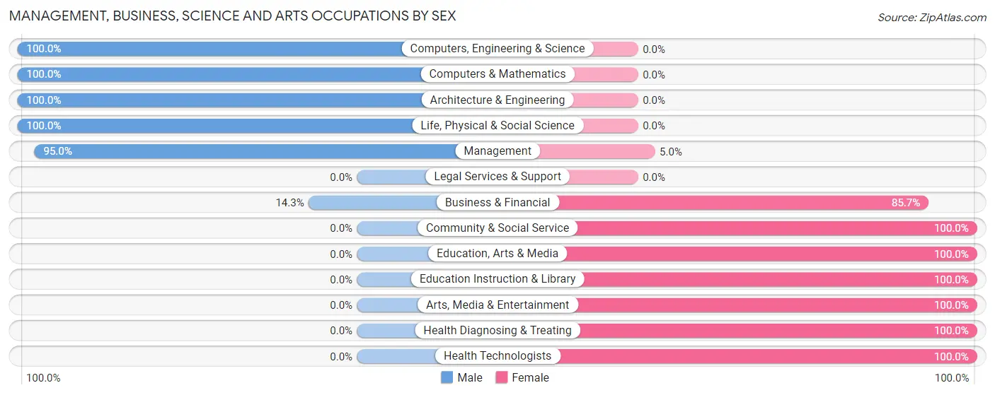 Management, Business, Science and Arts Occupations by Sex in Churdan