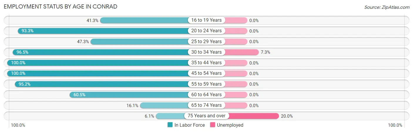 Employment Status by Age in Conrad