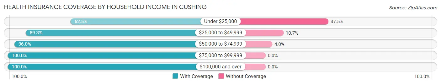 Health Insurance Coverage by Household Income in Cushing