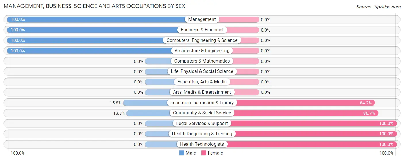 Management, Business, Science and Arts Occupations by Sex in Denmark