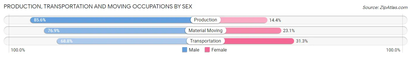 Production, Transportation and Moving Occupations by Sex in Denver