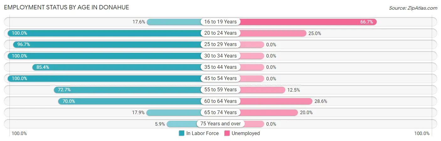 Employment Status by Age in Donahue