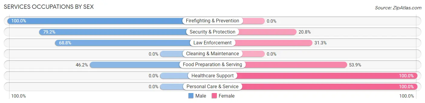 Services Occupations by Sex in Duncombe