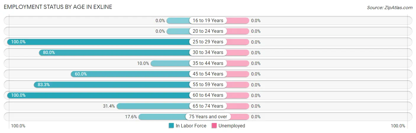 Employment Status by Age in Exline