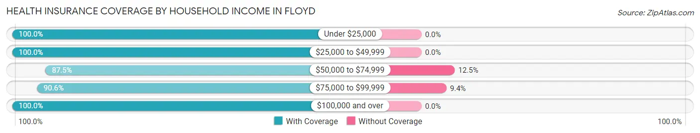 Health Insurance Coverage by Household Income in Floyd