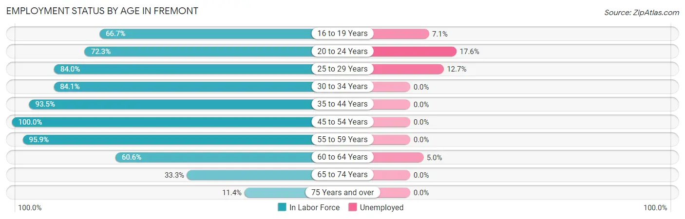 Employment Status by Age in Fremont