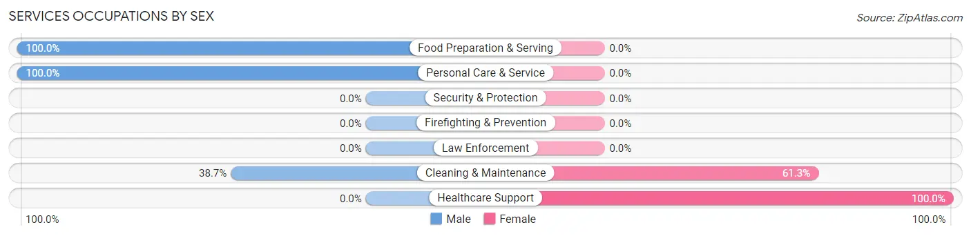 Services Occupations by Sex in Goldfield