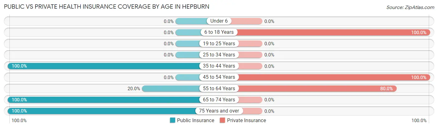 Public vs Private Health Insurance Coverage by Age in Hepburn