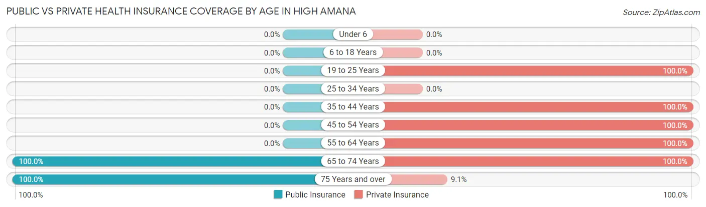 Public vs Private Health Insurance Coverage by Age in High Amana