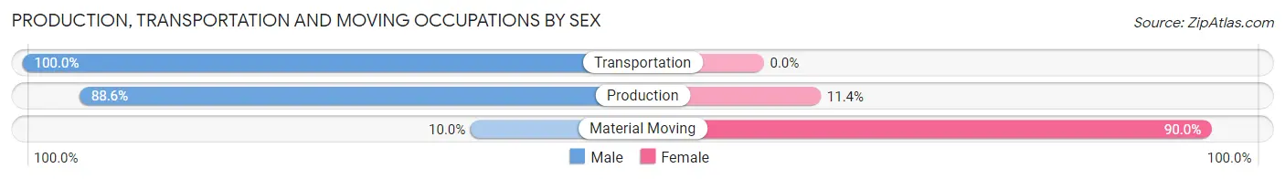 Production, Transportation and Moving Occupations by Sex in Hubbard