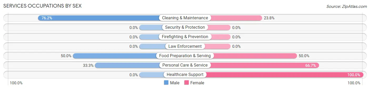 Services Occupations by Sex in Hubbard