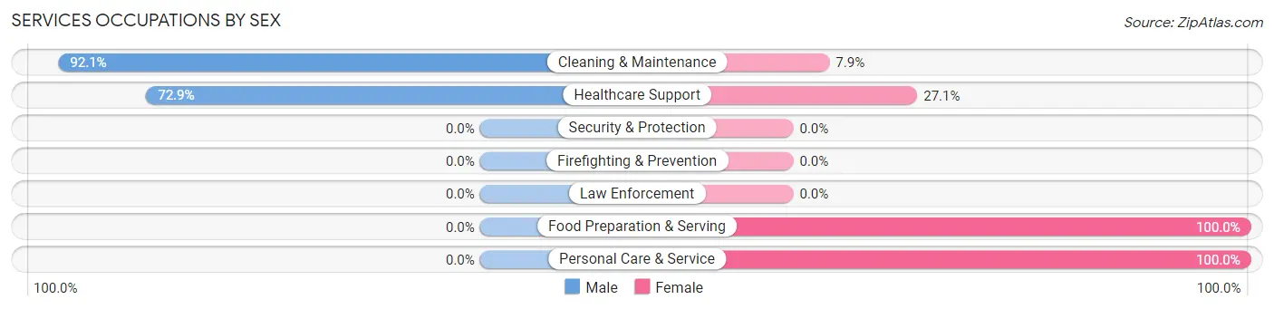 Services Occupations by Sex in Huxley