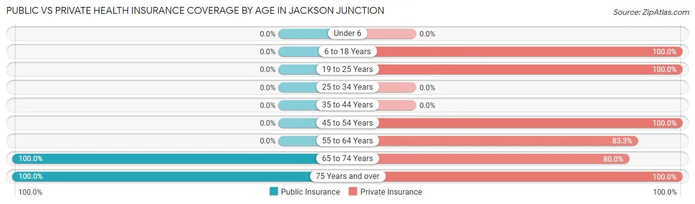 Public vs Private Health Insurance Coverage by Age in Jackson Junction