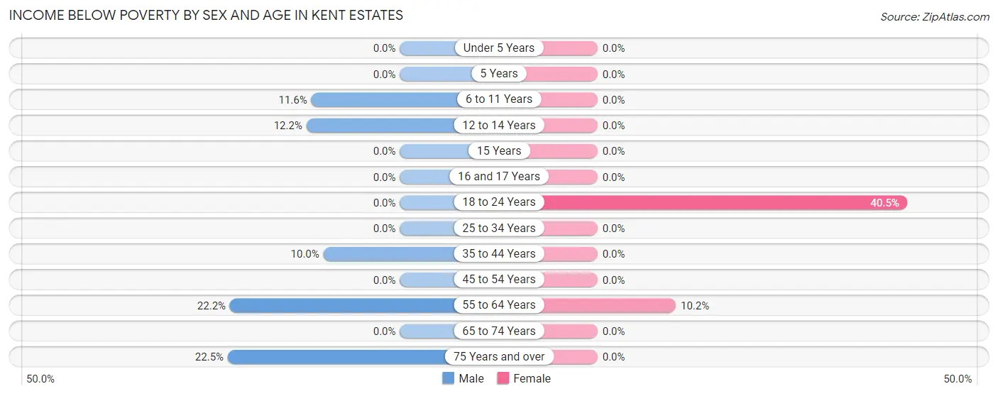 Income Below Poverty by Sex and Age in Kent Estates