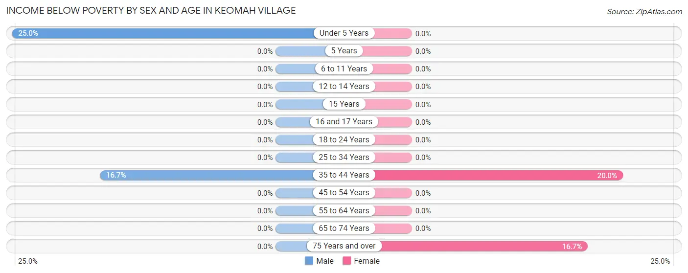 Income Below Poverty by Sex and Age in Keomah Village