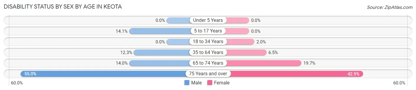 Disability Status by Sex by Age in Keota
