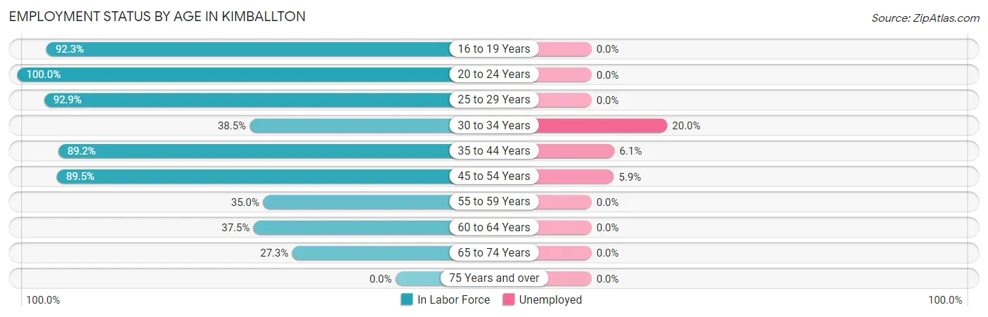 Employment Status by Age in Kimballton