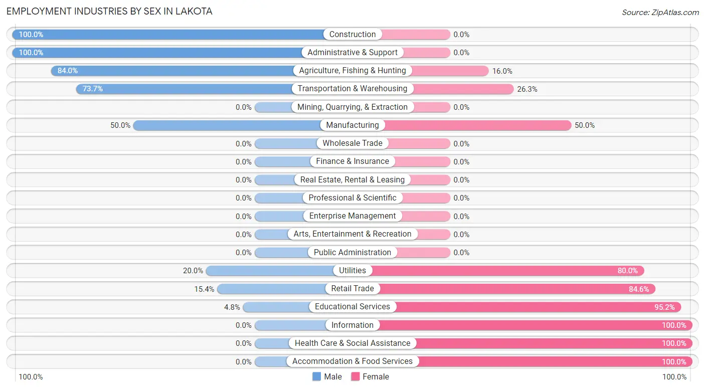Employment Industries by Sex in Lakota