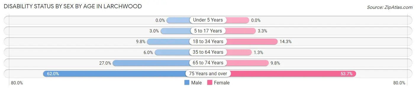 Disability Status by Sex by Age in Larchwood