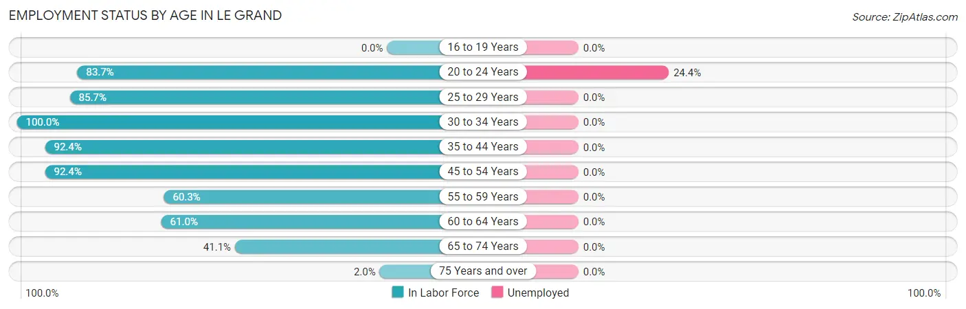 Employment Status by Age in Le Grand