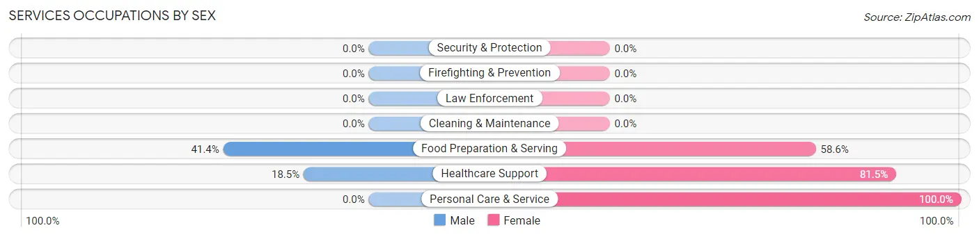 Services Occupations by Sex in Lenox